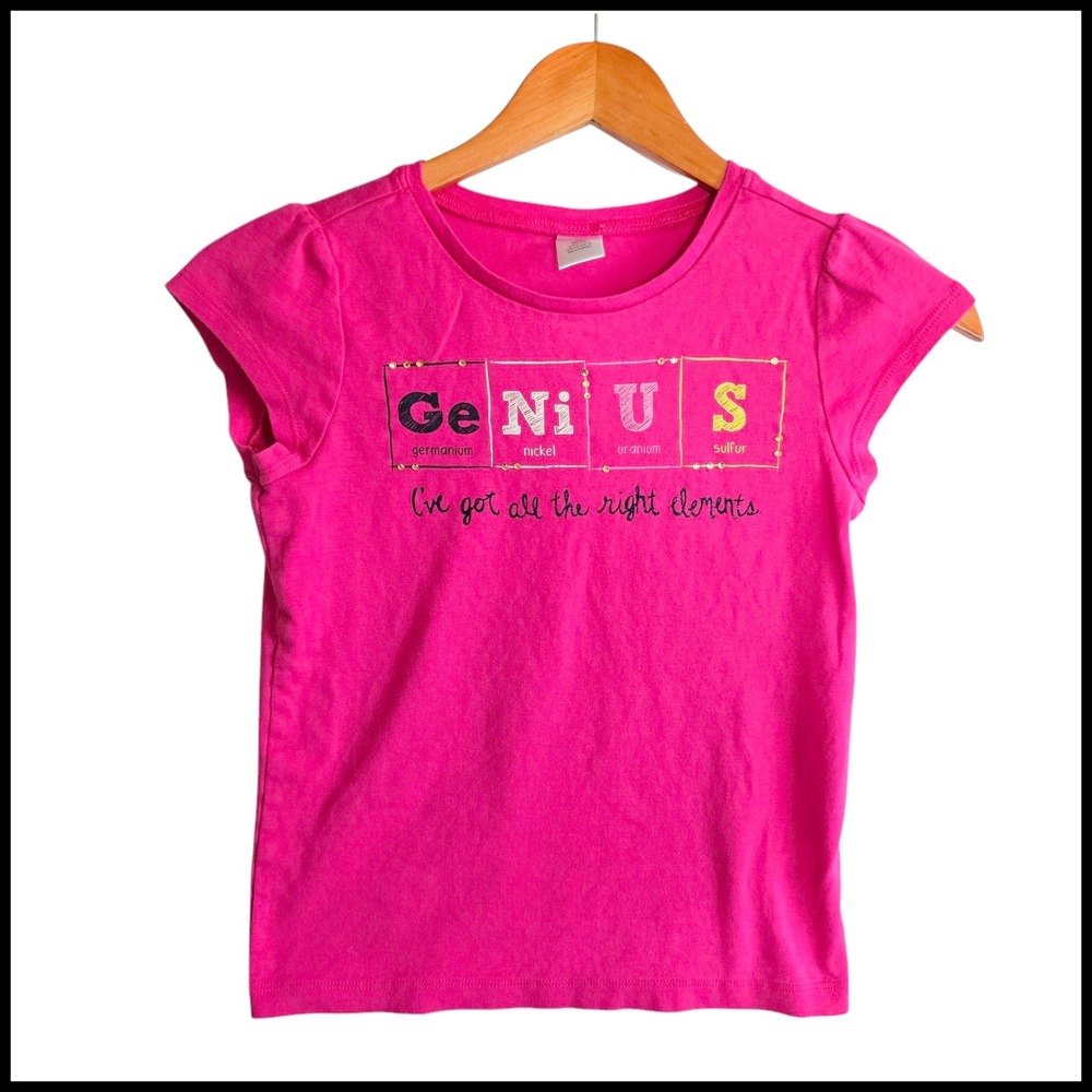 Gymboree Genius Graphic Tee Science Elements Top Hot Pink Girls Size 10
